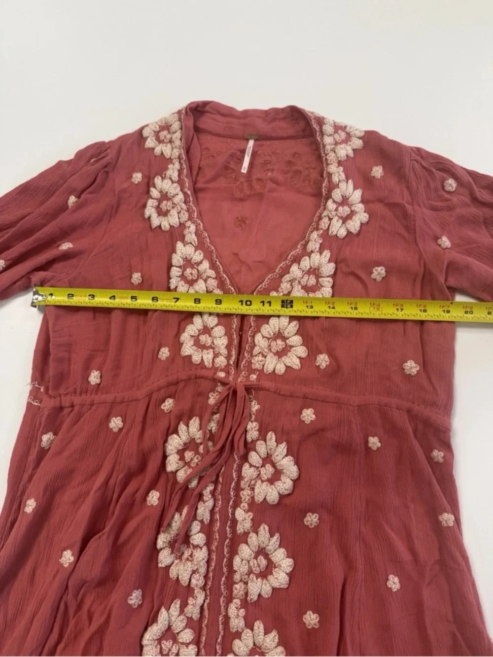 Free People Embroidered Fable Midi Dress Medium Viscose Rose Pink Boho - Picture 6 of 10